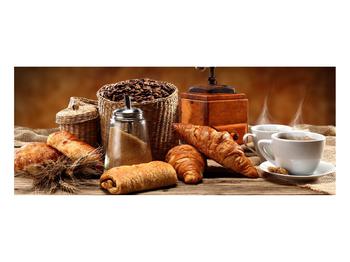 Obraz croissantov a kávy