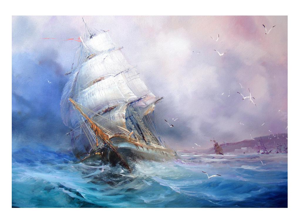 Slika broda na olujnom moru