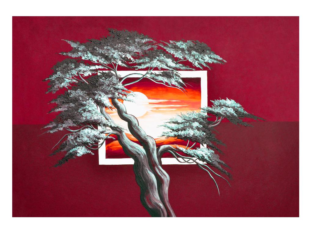 Moderna slika stabla i izlaska sunca