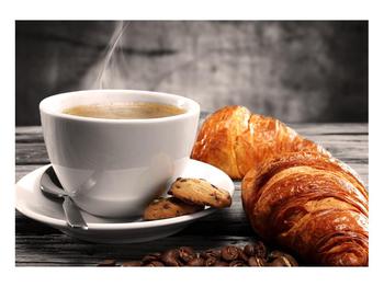 Obraz šálky kávy a croissantu