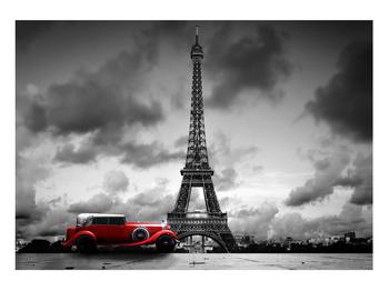 Tablou cu turnul Eiffel și mașina roșie