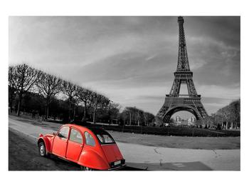 Tablou cu turnul Eiffel și mașină roșie