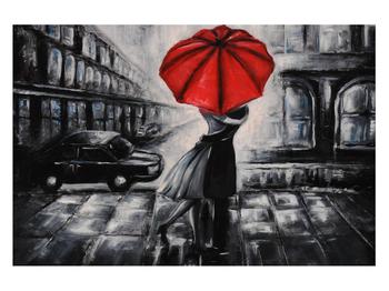 Tablou cu îndrăgostiți sub umbrelă
