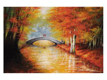 Podzimní obraz mostu přes říčku