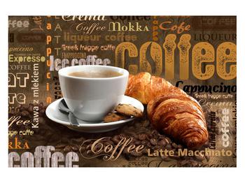 Obraz šálky kávy a croissantov
