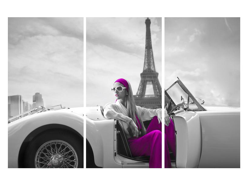 Slika Eiffelovega stolpa in avtomobila
