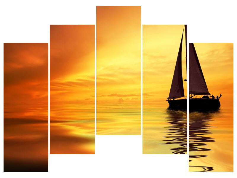 Obraz plachetnice při západu slunce (F000100F12590)