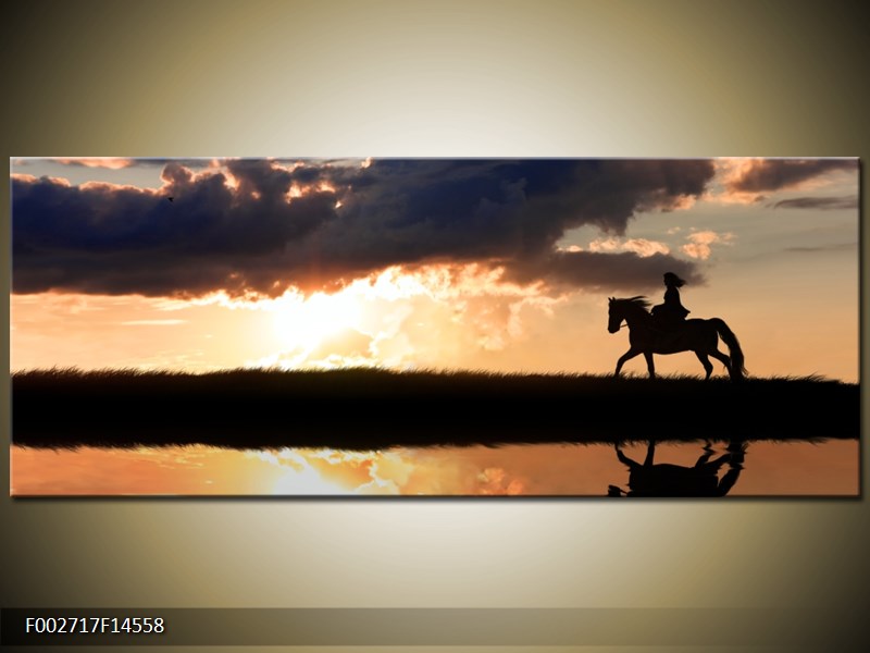 Obraz jezdce na koni při západu slunce  (F002717F14558)