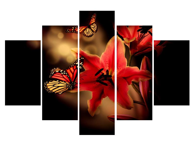 Slika ljiljana s leptirom