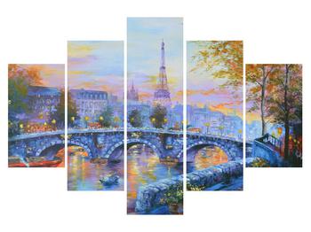 Tablou cu peisaj pictat cu turnul Eiffel