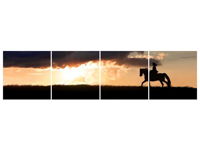 Obraz jezdce na koni při západu slunce  (F002717F16040)