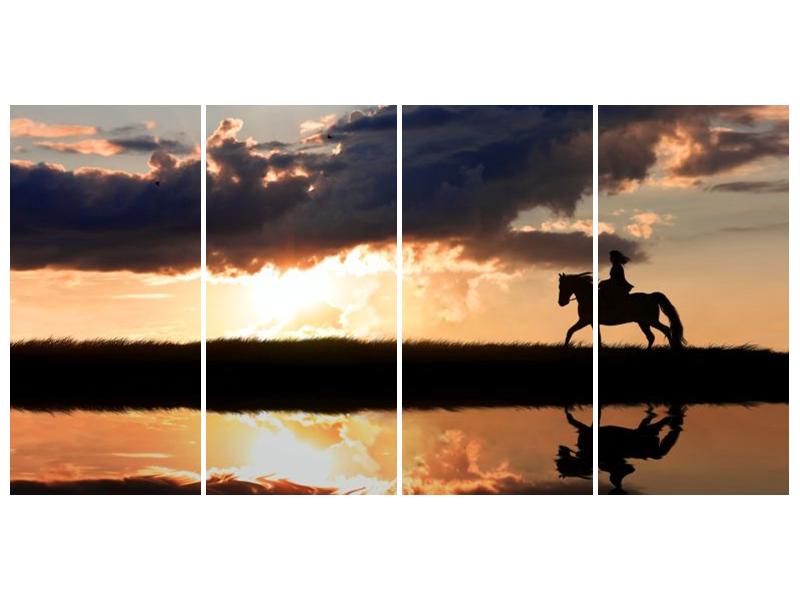 Obraz jezdce na koni při západu slunce  (F002717F16080)