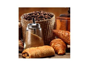 Obraz croissantov a kávy