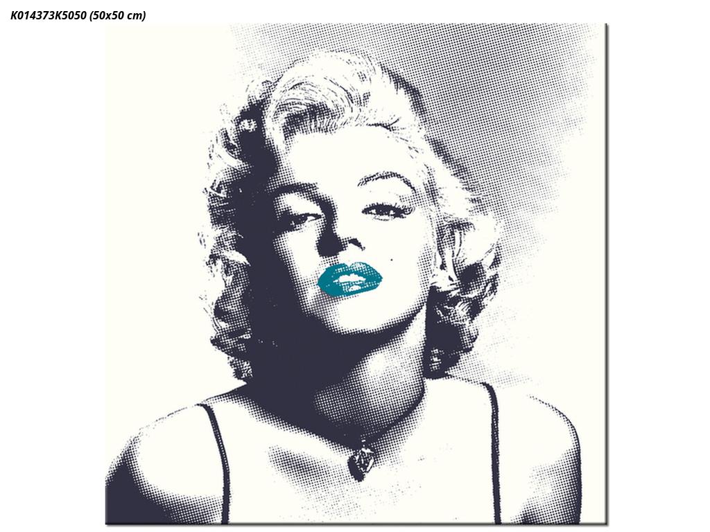 Slika Marilyn Monroe z modrimi ustnicami