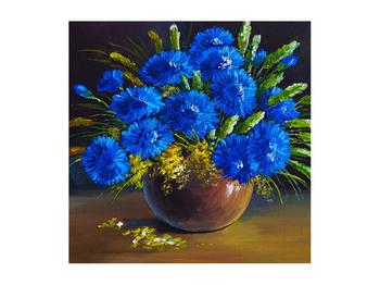 Obraz modrých kvetov vo váze