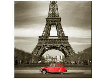 Tablou cu turnul Eiffel și mașina roșie