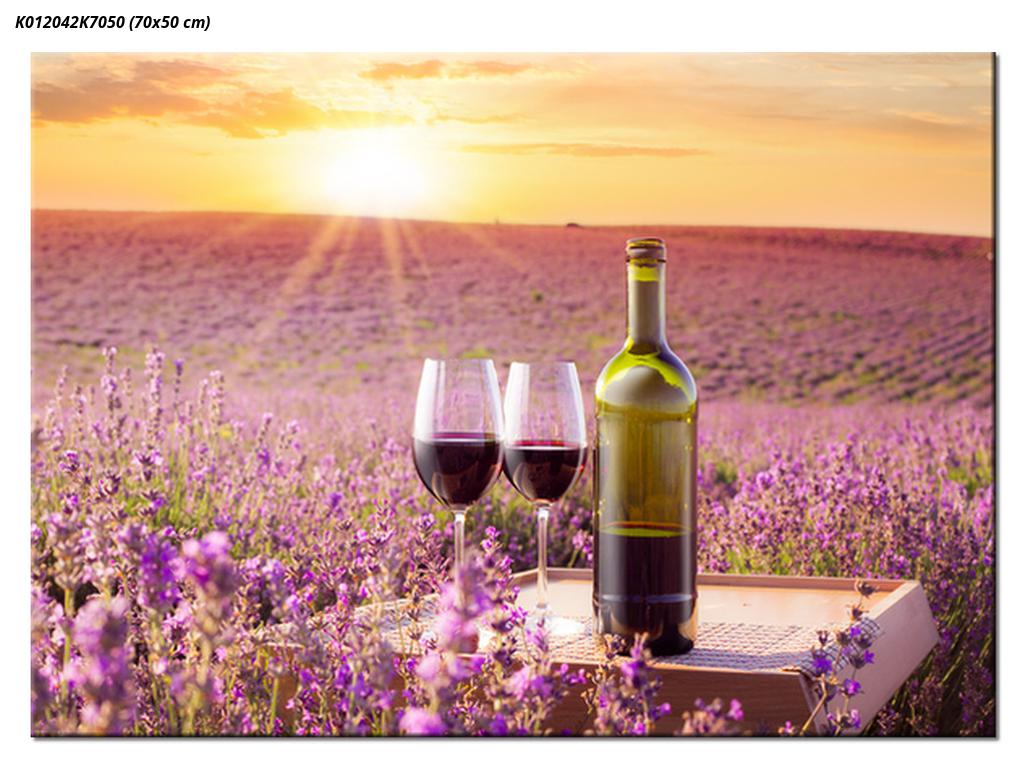 Slika sivkinega polja in vina