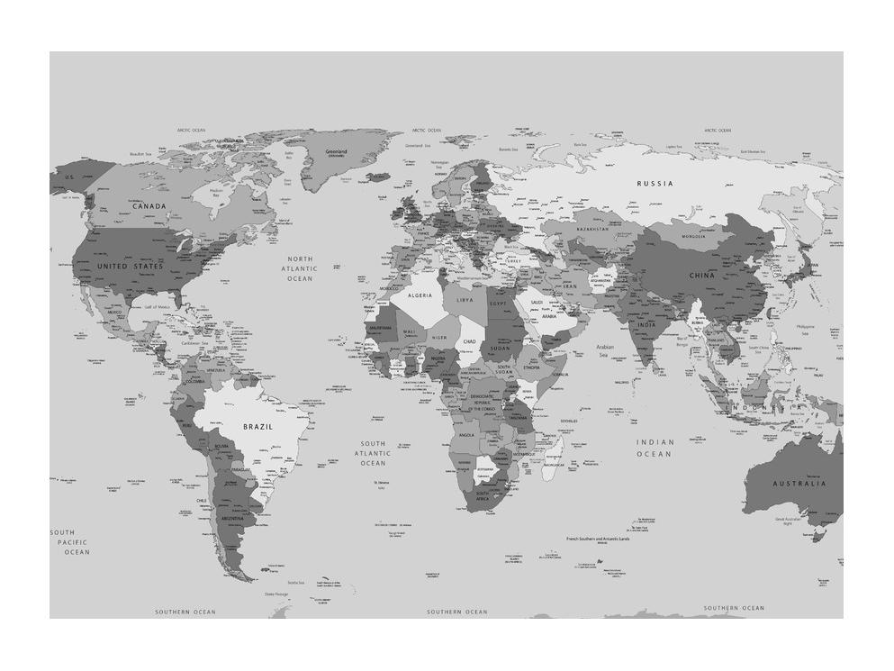 Crno-bijela slika karte svijeta