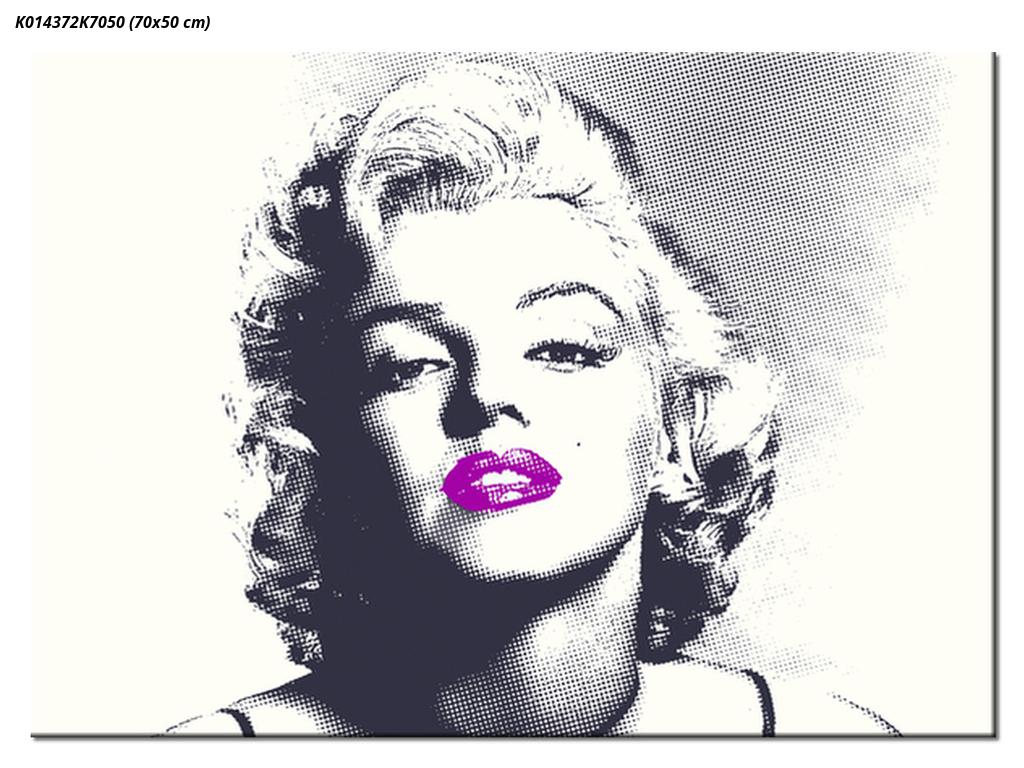 Slika Marilyn Monroe z vijoličnimi ustnicami