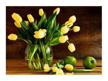 Obraz žltých tulipánov vo váze