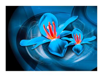 Moderní modrý obraz květů