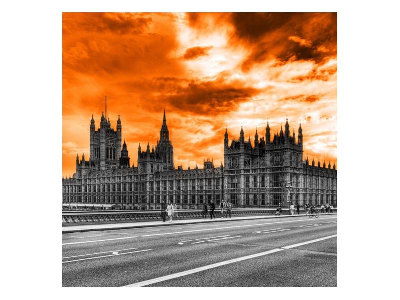 Obraz Westminsterského opatství s oranžovou oblohou (F002455F7070)
