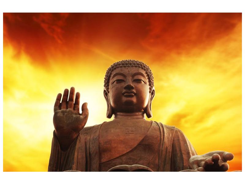 Obraz Buddhy s červenožlutým pozadím  (F002647F9060)