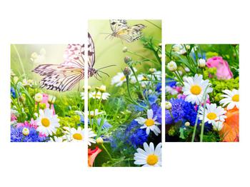 Obraz letných kvetov s motýľom (K012220K90603PCS)