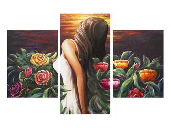 Obraz ženy a květin