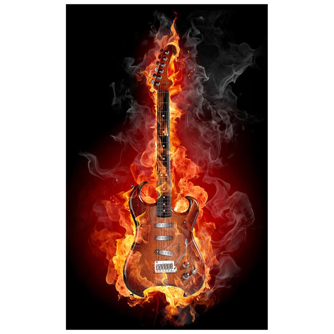 Fototapeta pentru ușă - chitara în foc (D011393D95205)