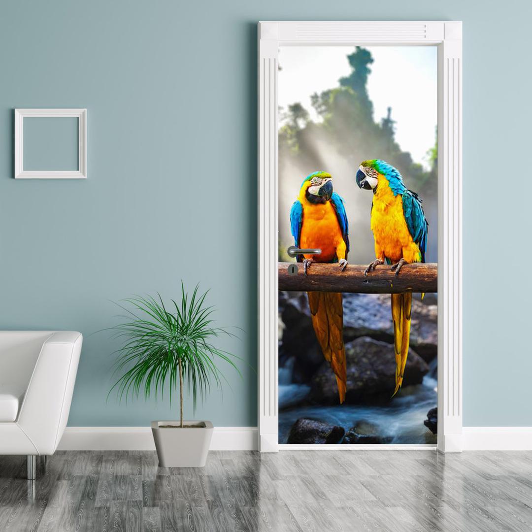 Fototapeta pentru ușă - trei papagali (D011994D95205)