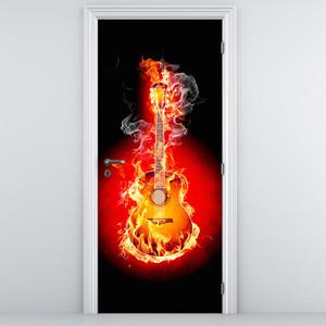 Fototapeta pentru ușă - chitara în foc