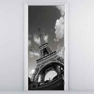 Foto tapeta za vrata - Crno-bijeli Eiffelov toranj