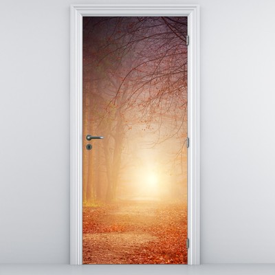 Fototapeta na drzwi - Jesienny las we mgle