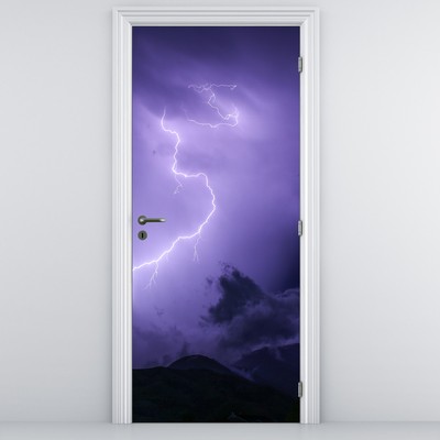 Fototapet pentru ușă - Cerul violet și fulger