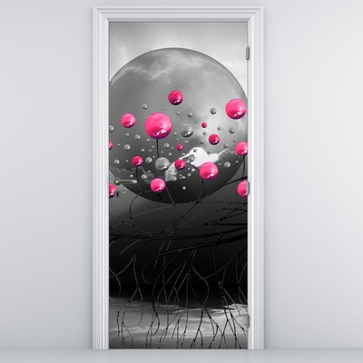 Deursticker - Abstracte roze bollen