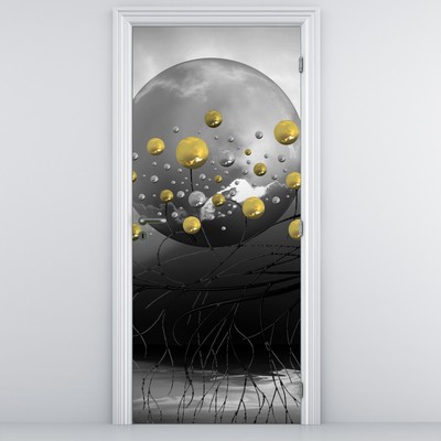 Deursticker - Abstracte gouden bollen