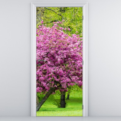 Fototapet pentru ușă - Copac înflorit în pajiște
