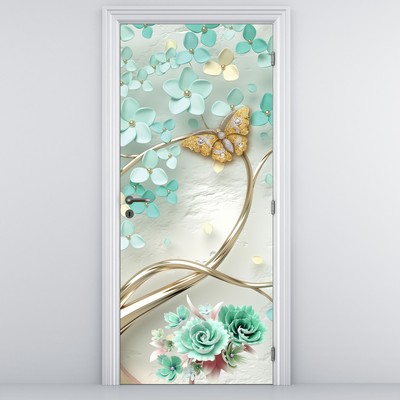 Fototapeta na dveře - Květina s motýly (D020716D95205)