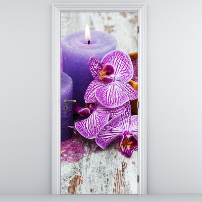 Fotótapéta ajtóra - Orchideák és gyertyák
