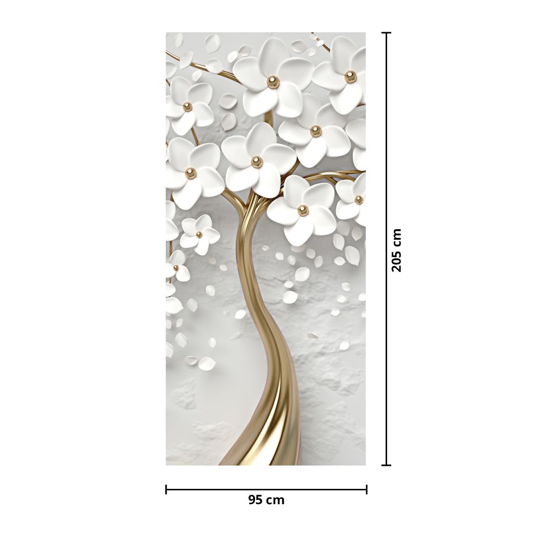 Deursticker - Witte boom met bloemen (D020977D95205)