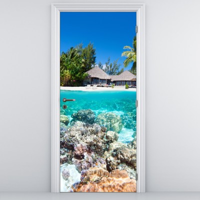 Fototapet pentru ușă - Plajă pe insulă tropicală