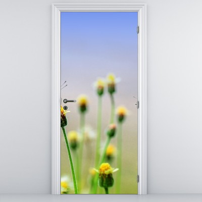Fototapet pentru ușă - Floare și fluture