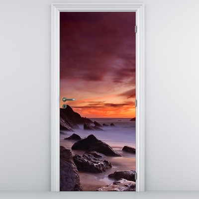 Fototapet pentru ușă - Apus de soare la malul mării