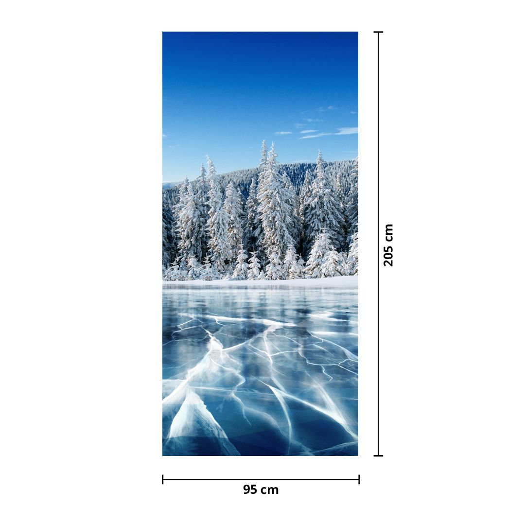 Fototapet pentru ușă - Lac înghețat și pomii înzăpeziți (D021299D95205)