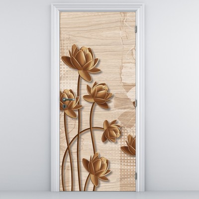 Fototapeta na drzwi - Abstrakcja kwiatowa, brązowa