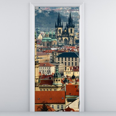 Deursticker - Panorama van Praag