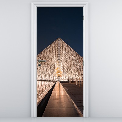 Fototapet pentru ușă - Louvre noaptea