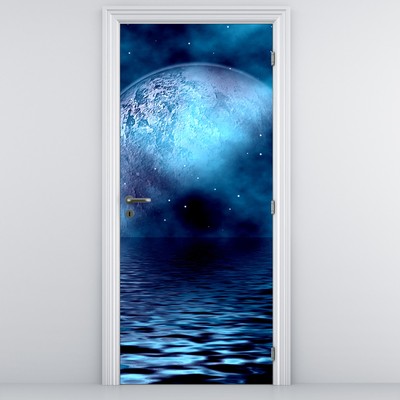 Foto tapeta za vrata - Mjesec iznad morske površine