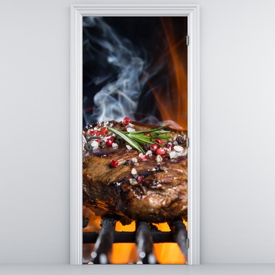 Foto tapeta za vrata - Odrezak na roštilju